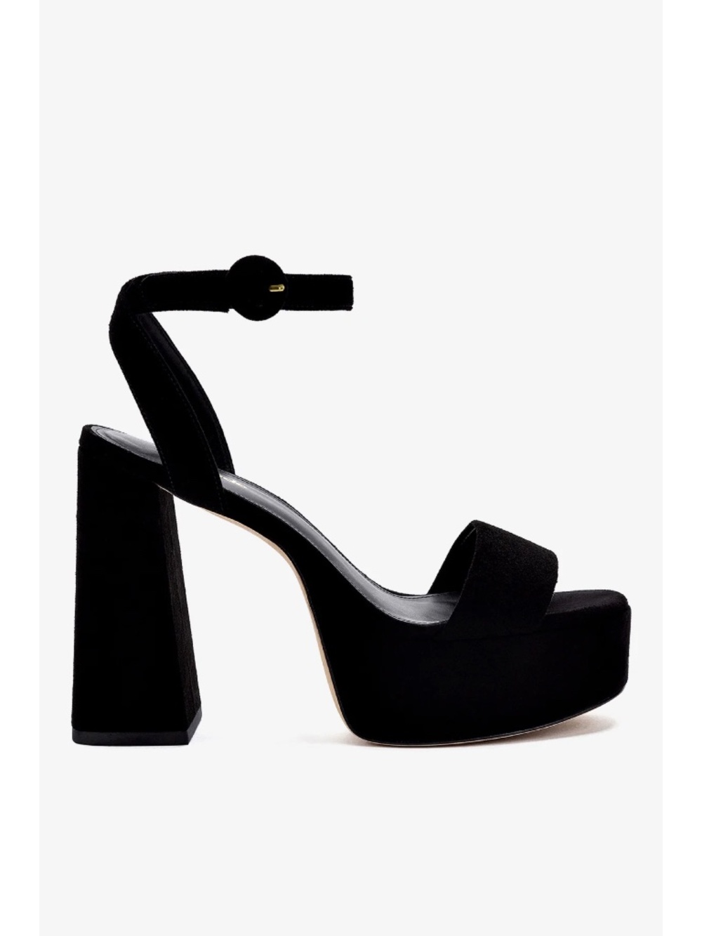 New Larroude Dolly Sandal In Black Suede Sz 8